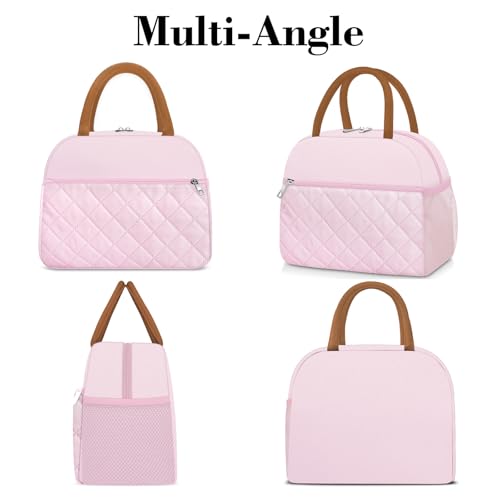 Coobiiya Lunch Box Lunch Bag for Women Men - color: Embroidered Pink, size: A-regular