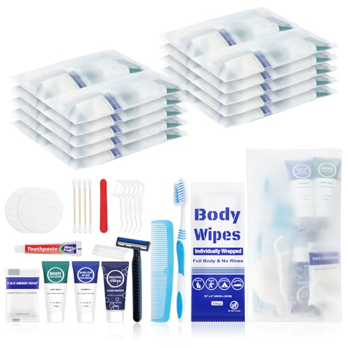 Travel Hygiene Kit Personal Toiletries Bulk, Disposable Homeless Care Package Supplies, Men Toiletry Set Cleaning Essentials Individually Wrapped for Camping, Travel, Relief, Charity (11-in-1, 5)