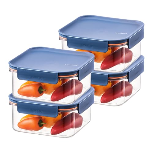 LocknLock Tritan Plastic Bisfree Modular Plus Food Storage Container Set, 8 set (4 containers & 4 Lids)- Navy - color: Navy, size: 8 set (4 containers & 4 Lids)