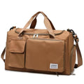 New men's and women's splash proof sports hand travel fitness shopping weekend camping overnight bags. (coffee) - color: coffee