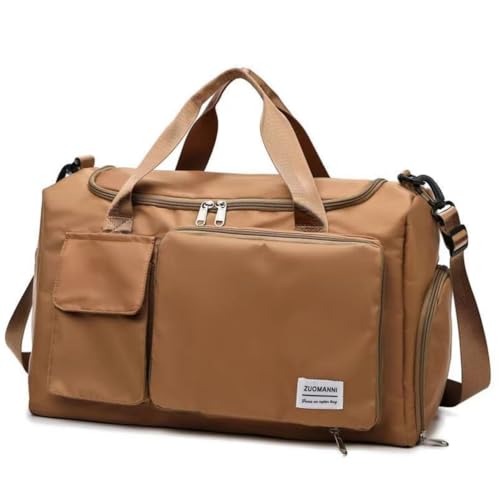 New men's and women's splash proof sports hand travel fitness shopping weekend camping overnight bags. (coffee) - color: coffee