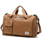New men's and women's splash proof sports hand travel fitness shopping weekend camping overnight bags. (coffee) - color: coffee