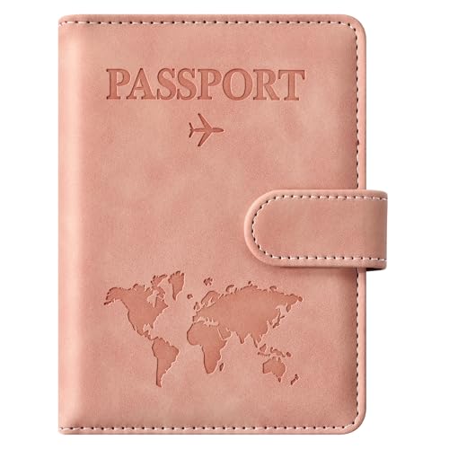 Eoehro Passport Holder for Travel Essentials, Passport Wallet Cover Case for Travel Must Haves Accessories,Passport Book Holders for Women and Men(light pink) - color: C-magnetic clasp- light pink, style: Magnetic Clasp