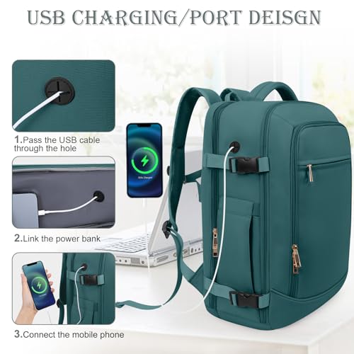 Rinlist Travel Backpack, Carry-on Backpack for Men Women, Travel Backpack Carry on Flight Approved, 40L Personal Item Backpack, Travel Essentials Must Haves, Peacock Blue - color: Peacock Blue