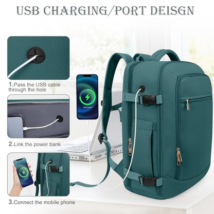 Rinlist Travel Backpack, Carry-on Backpack for Men Women, Travel Backpack Carry on Flight Approved, 40L Personal Item Backpack, Travel Essentials Must Haves, Peacock Blue - color: Peacock Blue