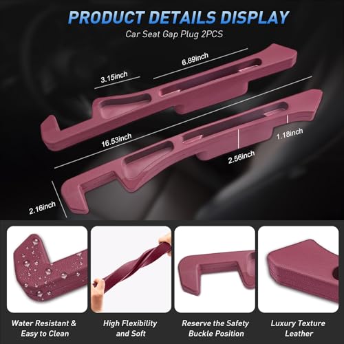 Car Seat Gap Filler 2Pack, Inserts Between Seats Console with Organizer Storage Upgraded Phone Holder Side Seat Gap Fillers Cars Front Seats Fill Plug Car Essentials for Vehicle SUV Truck (Wine Red) - color: Wine Red