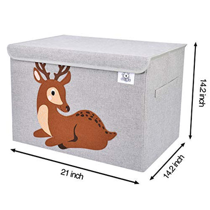 Foldable Large Kids Toy Chest with Flip-Top Lid, Collapsible Fabric Animal Toy Storage Organizer/Bin/Box/Basket/Trunk for Toddler, Children and Baby Nursery (Deer) - color: Deer