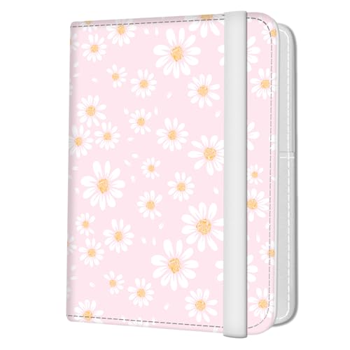 Passport Holder for Travel Essentials, Leather RFID Blocking Passport Wallet Cover Case, Cute Passport Book Holders for Women and Men Cute Pink Daisy - color: Cute Pink Daisy