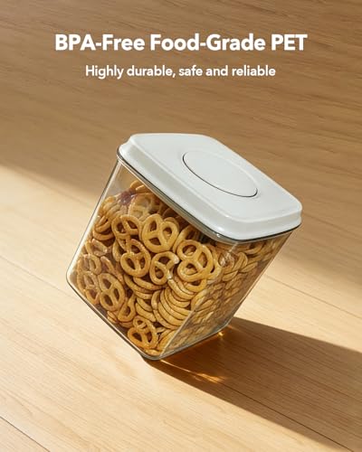 Airtight Food Storage Containers Set with One-Touch Lid, 4-Pack (4.22 QT / 4.0 L) Best Value Stackable Durable PET for Complete Kitchen Pantry Organization - color: 4.2QT*4
