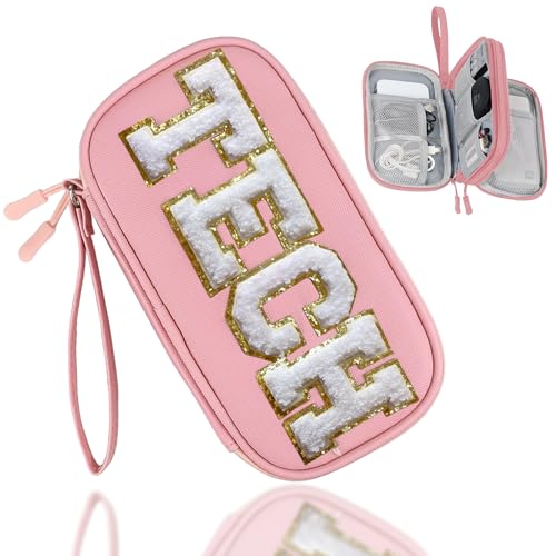 COSHAYSOO Personalized Electronics Travel Organizer Cable Management Case Phone Charger Charging Cords Tech Accessories Pouch, Unique Trip Gifts for Women Traveler College Teen Girls Vacation Pink - color: Light Pink