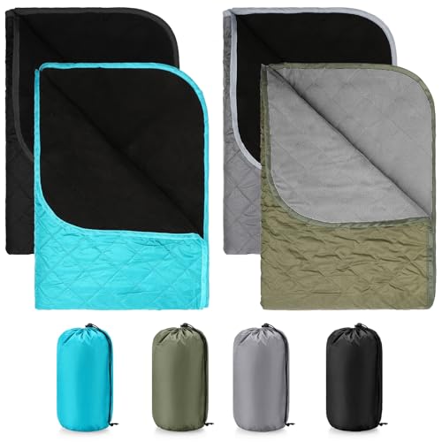 Preboun 4 Pack Large Waterproof Stadium Blankets Thick Warm Fleece Picnic Camping Blankets for Cold Weather Football Games Concerts Beach Outdoor Activities Homeless Donations(Multi) - color: Multicolor