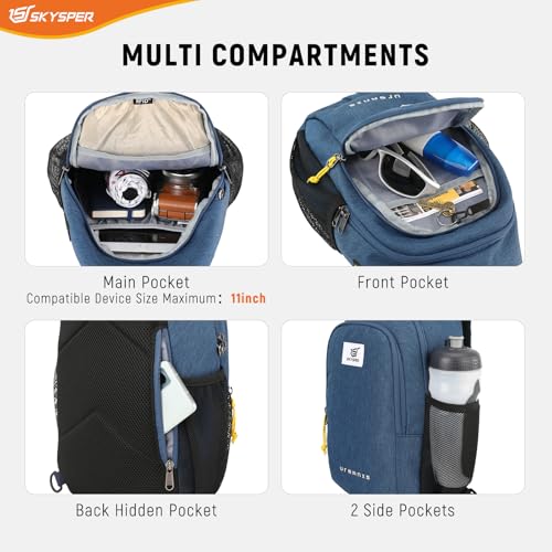 SKYSPER Sling Bag Anti Theft Crossbody Bag RFID Lightweight Travel Shoulder Chest Bag for Hiking Walking - color: Blue
