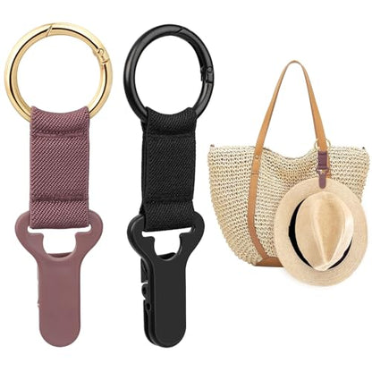 Niveaya Hat Clip for Travel on Bag - 2 Pack, Vacation Beach Cruise Essentials Accessory for Travel Handbag Backpack Luggage, Securely Hold to Keep Hat Shaped, Hands-Free, Black+Purple - color: 2pcs Black+purple
