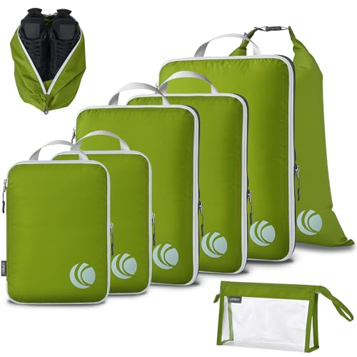 Cipway Compression Packing Cubes, Lightweight Travel Luggage Organizers with Shoe Bag, Toiletry Bag & Laundry Bag, Travel Essentials for Carry on Suitcase (8 Piece,Green) - color: Green, size: 8PCS