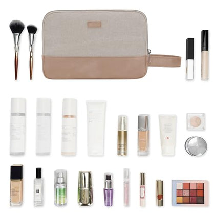 WANDF Travel Toiletry Bag for Men Large Toiletries Shaving Bag Water Resistant Hanging Dopp Kit Travel Accessories Bag for Women Men (Beige Gray) - color: Beige Gray