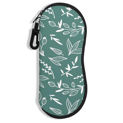 Sunglasses Soft Case, Ultra Light Portable Neoprene Zipper Glasses Case for Men Women - color: Eucalyptus Leaves