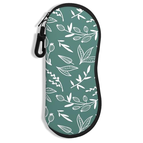 Sunglasses Soft Case, Ultra Light Portable Neoprene Zipper Glasses Case for Men Women - color: Eucalyptus Leaves