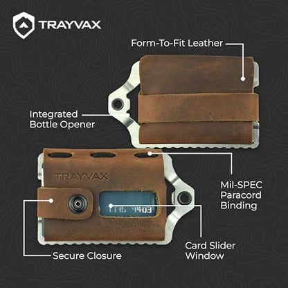 Trayvax Element Wallet, RFID Front Pocket Credit Card Holder with Money Clip, Minimalist Slim Leather Metal Wallet for Men and Women - color: Raw | Mississippi Mud