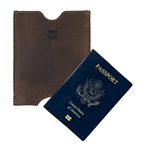 Hide & Drink, Travel Passport Pocket Sleeve Handmade from Full Grain Leather - Bourbon Brown - color: Bourbon Brown