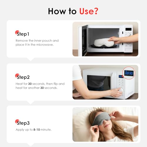 Akakios Heated Eye Mask for Dry Eyes, Microwavable Moist Heat Weighted Eye Masks Warm Compress for Dark Circles and Puffiness, Relief Stye Treatment, with Washable Cover(Gray) - color: Gray