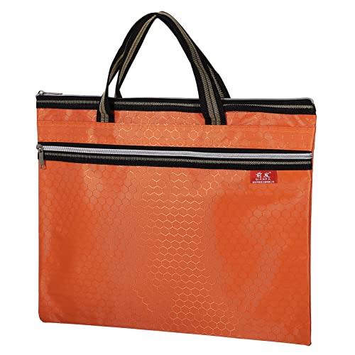PATIKIL Waterproof Zipper File Bag, Documents Books Tools Storage Zip Pouch for Office Travel, Orange - color: Orange