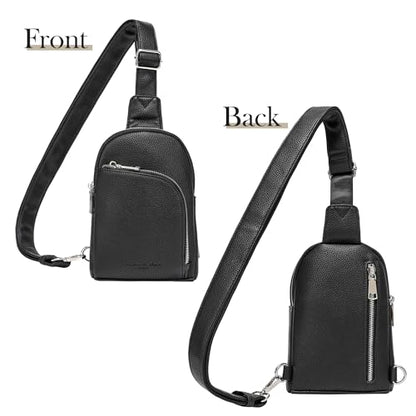 INICAT RFID Blocking Sling Bag, Anti Theft Crossbody Bag for Women Compact Travel Purses Leather - color: Black