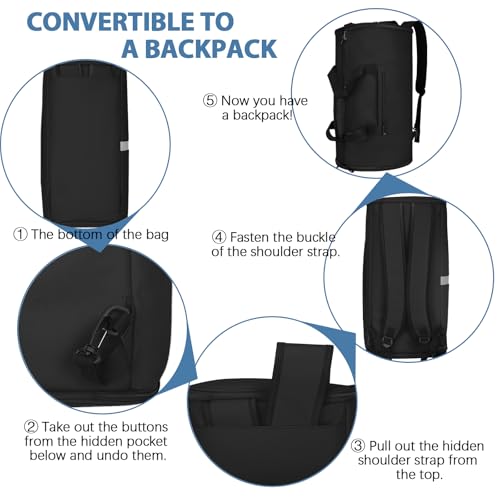 Garment Bags for Travel,50L Carry on Convertible Garment Duffle bag with Shoulder Strap,3 in 1 Hanging Suit Travel Bag with Shoulder Strap - color: Black