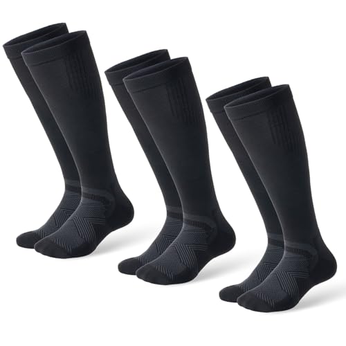 Compression Socks for Women and Men,Knee High 15-20mmHg Graduated Support(3 Pairs) Best for Nurses,Pregnant,Travel - color: B01-3black, size: Small