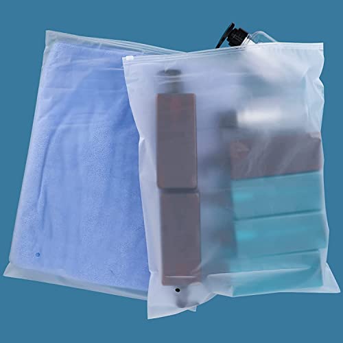 Plastic Storage Bags with Zipper, 100pcs 14x18 inch 3 mil Thick Large Ziplock Bags for Storage, Frosted Zipper Bags for Clothes T Shirt, Swimsuit, Jeans, with Vent Hole - size: 14x18"