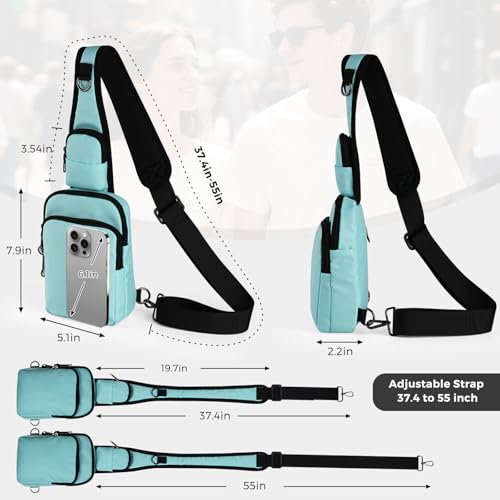 VADOO Sling Bag, Crossbody Bag with Zipper Lock, RFID Blocking & Water Resistant for Men and Women - color: Light Blue