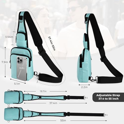 VADOO Sling Bag, Crossbody Bag with Zipper Lock, RFID Blocking & Water Resistant for Men and Women - color: Light Blue