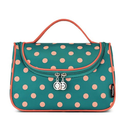 Yeiotsy Travel Cosmetic Bag for Women – Polka Dot Makeup Bag Organizer & Hanging Toiletry Bag - color: Lake Blue
