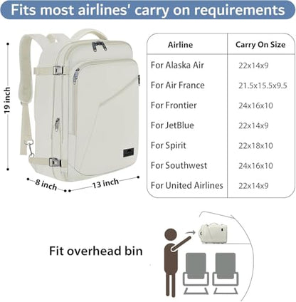 MATEIN Large Travel Backpack Women, Lightweight Carry on Backpack & Hidden Shoulder Straps, Waterproof Anti-Theft Daypack for Flight, Expandable Hiking Weekend Daypack, Travelling Gifts, Beige - color: Light Beige, size: X-Large