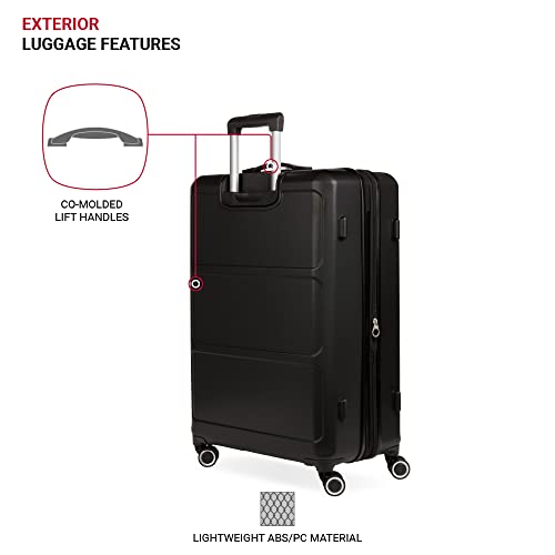 SwissGear 8090 Hardside Expandable Luggage with Spinner Wheels, Black, Checked-Large 28-Inch - color: Black, size: Checked-Large 28-Inch