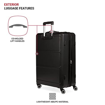 SwissGear 8090 Hardside Expandable Luggage with Spinner Wheels, Black, Checked-Large 28-Inch - color: Black, size: Checked-Large 28-Inch