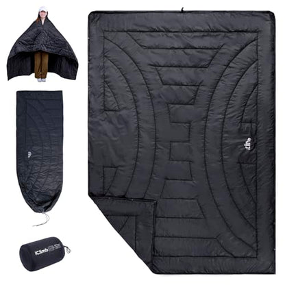 iClimb 3M Thinsulate Insulation Warm Camping Blanket Ultralight Compact - color: Black, size: 72.8” × 55”, 1.52 lb
