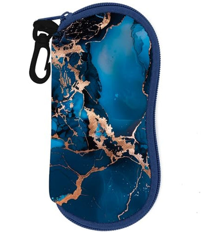 Sunglasses Case Soft Glasses Cases for Women Pouch Eyeglass Bag Eye Glass Kids Girls Sun Glasses Cute Kawaii - color: Marble Blue