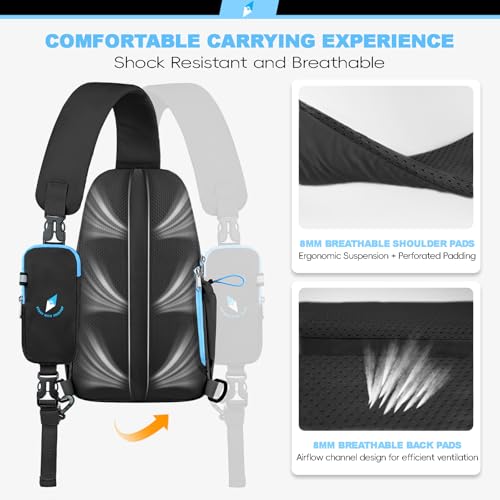 Seektop RFID Anti-Theft Crossbody Bag Sling Backpack for Women & Men, Casual Chest Daypack for Daily Travel - color: Black
