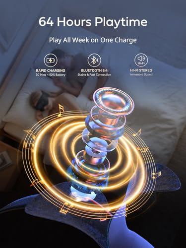 Sleep Headphones for Side Sleepers, Ultra-Thin Adjustable Stereo Speakers, Sleep Mask with Bluetooth 5.4, 64H Playtime, for Sleeping, Travel & Meditation, Unique Gifts for Men Women - color: Midnight Black