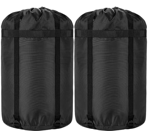 Compression Stuff Sack, 24L/36L/46L Sleeping Bags Storage Stuff Sack Organizer Waterproof Camping Hiking Backpacking Bag for Travel - Great Sleeping Bags Clothes Camping - color: Black 24L 2-PACK