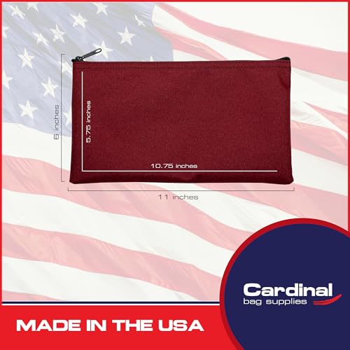 Multipack of 2 Compact Zipper Cloth Pouches, Zipper Bag, Travel Toiletry, Cosmetics, Stationary Case, 11 x 6 inches (Burgundy) - color: Burgundy