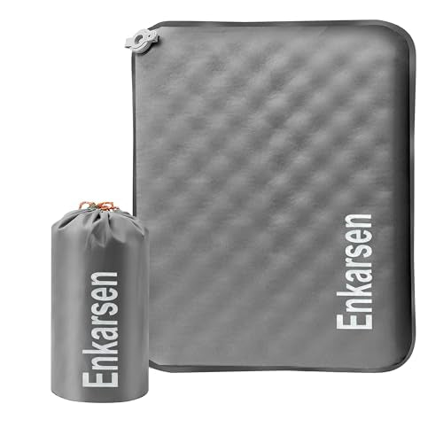 Inflatable Travel Seat Cushion – Self-Inflating Memory Foam Pad for Airplane, Stadium Bleachers, Camping, Hiking & Backpacking – Ultralight Compact & Portable Sitting Cushion - color: Grey