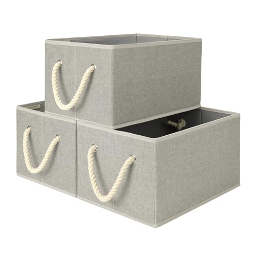 StorageWorks Storage Baskets for Shelves, Closet Organizers and Storage Bins, Fabric Organizer Bins for Clothes, Closet Shelf Organizer, Gray, Large, 3-Pack - color: Gray, size: Large