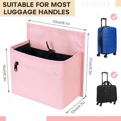 Tallew Luggage Travel Cup Holder Bag for Women, Suitcase Holds 2 Cups Hands-free Drink Organizer Attachment for Luggage, TravelGift for Female Travelers Flight Attendants(Pink)