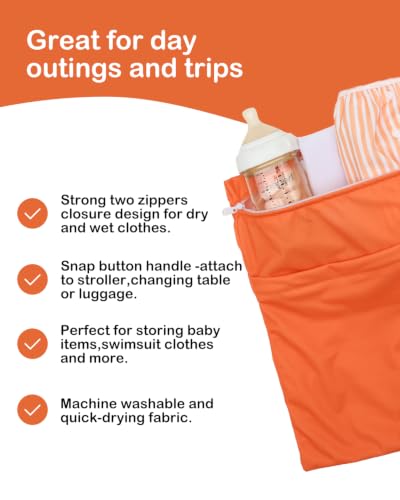 ALVA ALVABABY 3pcs Medium Cloth Diaper Wet Dry Bags Waterproof Reusable with Two Zippered Pockets Travel Beach Pool Daycare Soiled Baby Items Yoga Gym Bag for Swimsuits or Wet Clothes 3L-ZM45 - color: Neon Summer Vibe Series