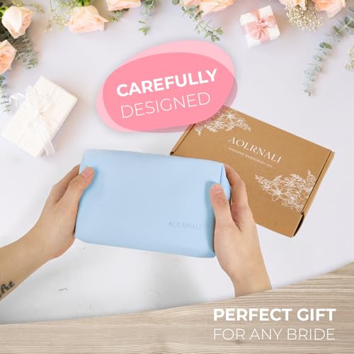 Bridal Emergency Kit for Wedding Day, Wedding Essentials Survival Set for Team Bride, Must-Have 30+ Essentials Travel Kit with Makeup Bag - color: Blue