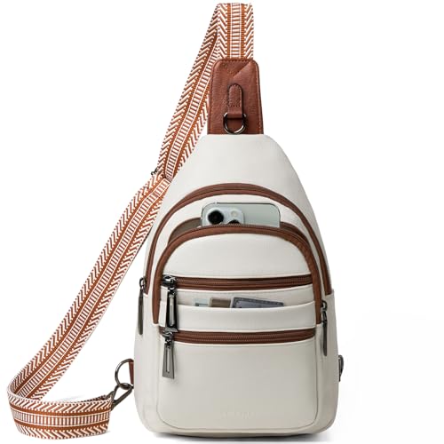 Leresas Sling Bag for Women Crossbody Bags Fanny Pack Sling Purse Backpack Vegan Leather Shoulder Bag Gifts Travel Handbag Anti Theft Beige - color: Beige