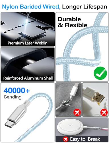 Travel Essentials,Multi Charging Cable for Apple Watch Charger/iPhone Charger/Samsung Charger,USB A & Type C Power Cable for iWatch Ultra/10-2/iPhone 17-11/Samsung S26,Serial Cables,Car[1.2M] - color: 2-Blue+Blue, size: 1.2M