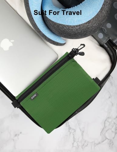 GOX Travel Toiletry Bag, Carry On Small Zipper Pouch, Cosmetic Kit Makeup, Digital Bag, Water Repellent Nylon (Blackish Green) - color: Blackish Green