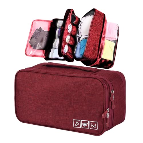 Dirty Clean Lingerie Travel Bag, Packing Organizer Bra Underwear Storage Bag Travel Lingerie Pouch (Red,One Size) - color: Red